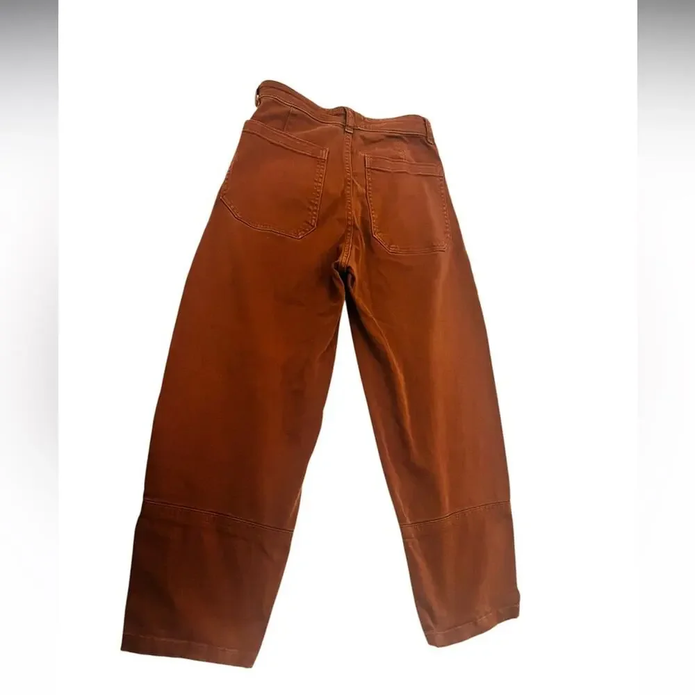 EVERLANE THE UTILITY BARREL PANT BROWN ORGANIC COTTON SIZE 00 - Picture 9 of 12